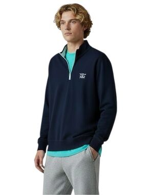Prince & Fox Sweatshirt Blue & Turquoise Quarter Zip Embroidered Logo Sz M NEW